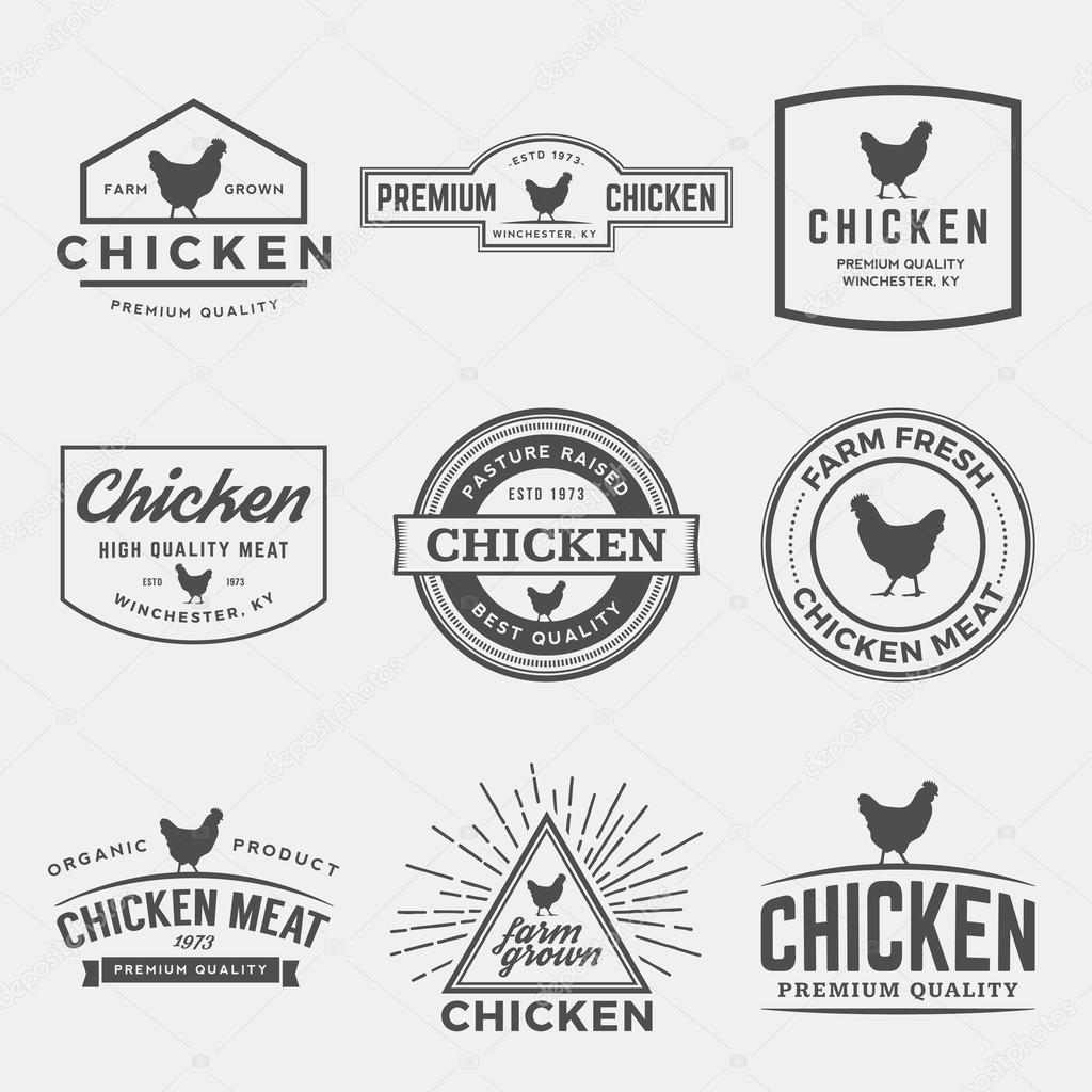 Vector set of premium chicken meat labels