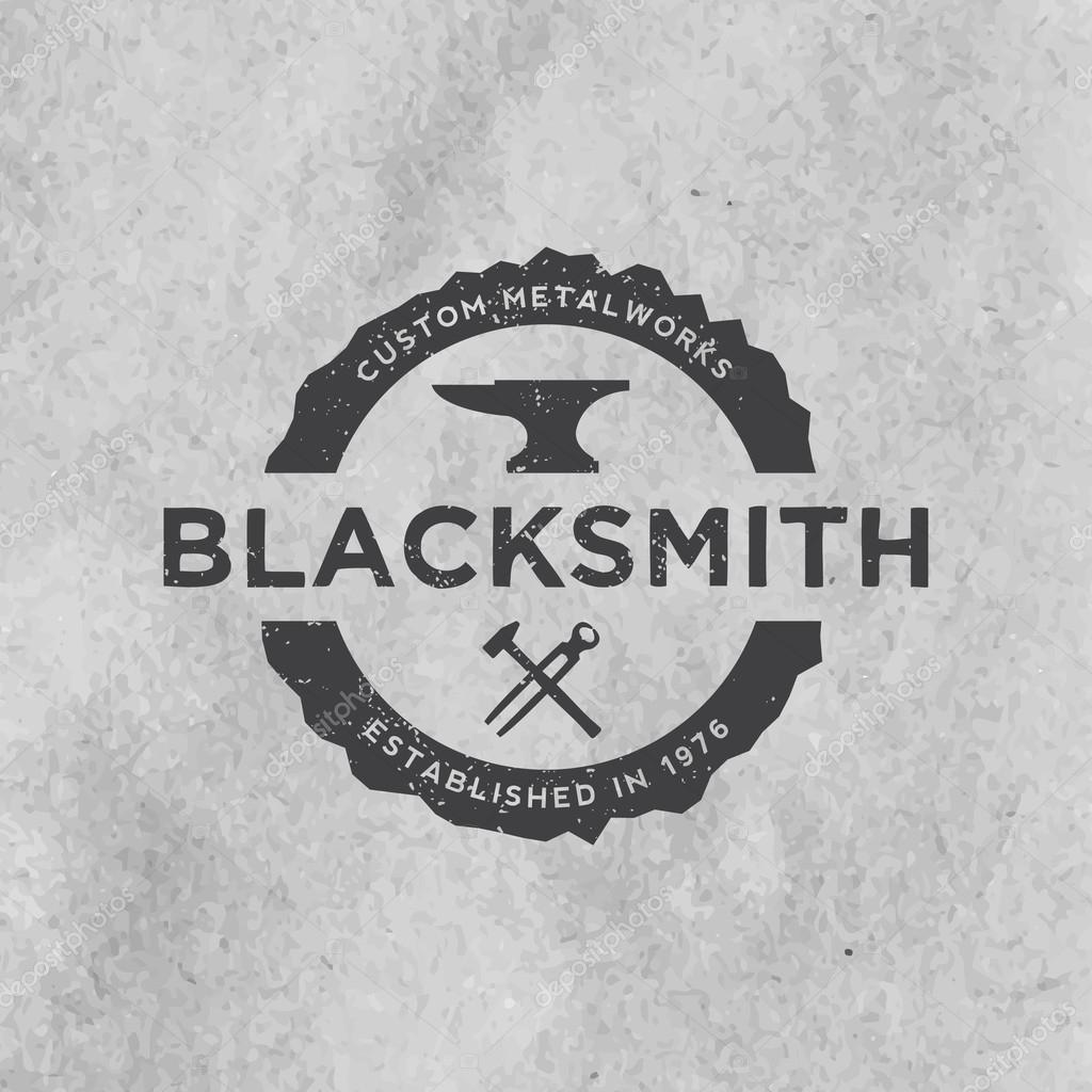 Blacksmith emblem with grunge texture on old paper background