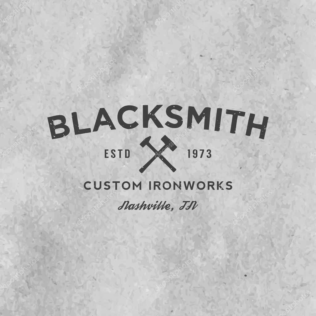 Blacksmith emblem with grunge texture on old paper background