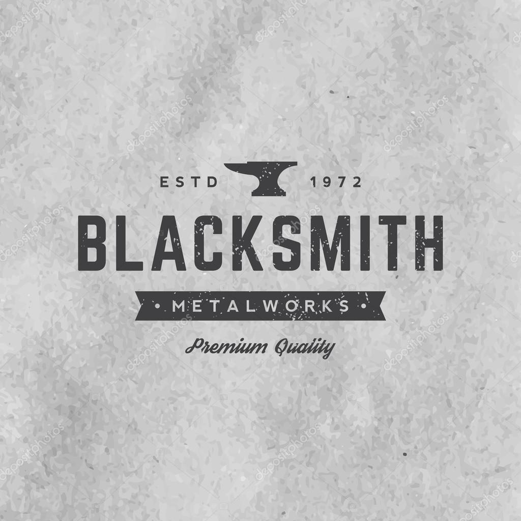 Blacksmith emblem with grunge texture on old paper background