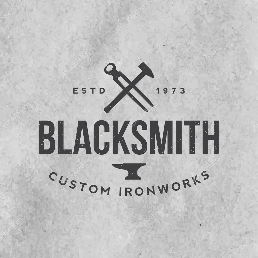 Blacksmith emblem with grunge texture on old paper background