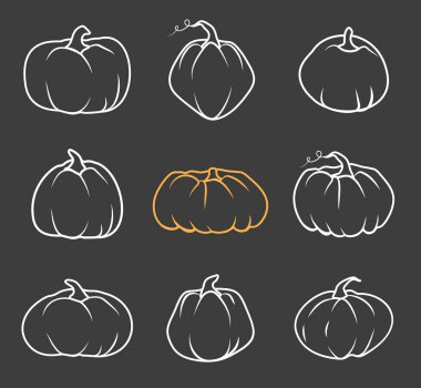 Sonbahar kabağı karalama ikonu Cadılar Bayramı vektörü seti