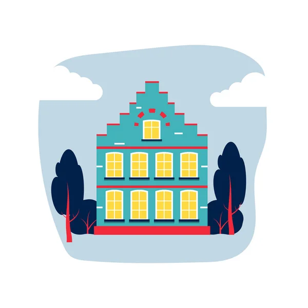 Cartoon huis close-up kleurrijke Amsterdam vector — Stockvector