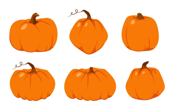 Otoño calabaza naranja plana juego de vectores de Acción de Gracias — Vector de stock