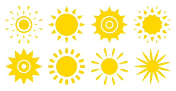 Sun flat icon logotype summer web sign vector set — Stock Vector