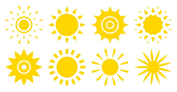 Sun flat icon logotype summer web sign vector set — Stock Vector