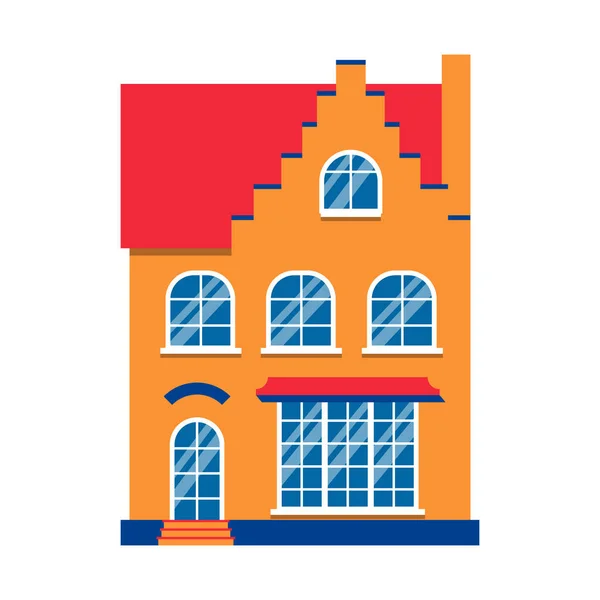 Cartoon flat house close-up Amsterdam icoon vector — Stockvector