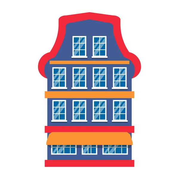 Cartoon closeup huis kleurrijke Amsterdam vector — Stockvector