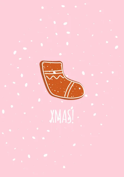 圣诞贺卡袜子姜饼雪糕病媒 — 图库矢量图片