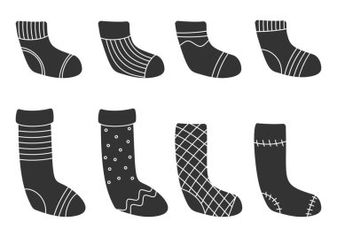 Siyah Noel çorapları rahat kış vektörü seti