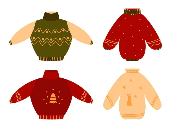 Милий потворний різдвяний светр плоский гігієнічний векторний набір — стоковий вектор
