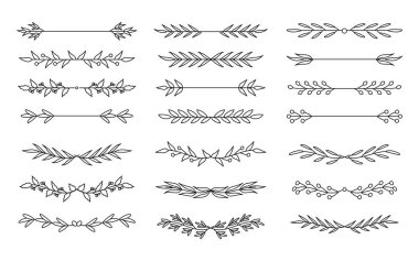 Siyah çiçek unsurları ayırıcı satır metni vektörü