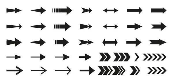 Flechas grandes negro plano icono del cursor conjunto vector — Vector de stock