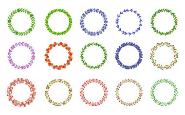 Çelenk çerçevesi yeşil yaprak böğürtlen dalı vektörü seti