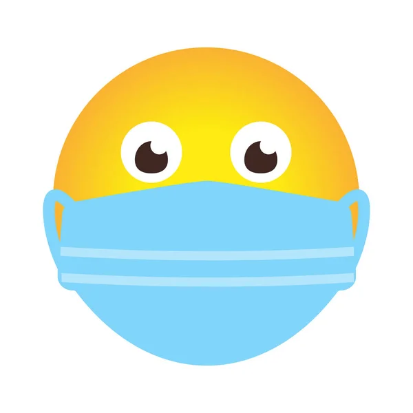 Jednoduchý emoji tvář ikona lékařské masky covid vektor — Stockový vektor
