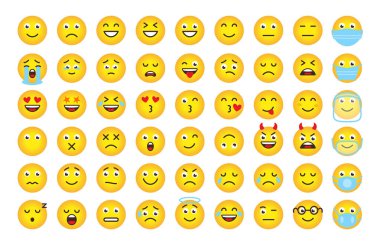 Emoji yüz simgesi gradyan sarı gülümseme vektörü seti