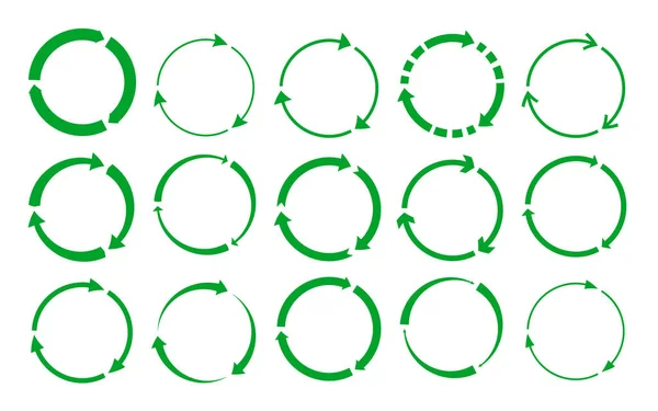 Grren runda återvinna cirkel pil ikon uppsättning vektor — Stock vektor