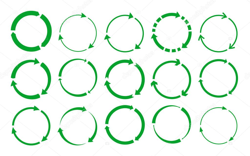 Grren round recycle circle arrow icon set vector