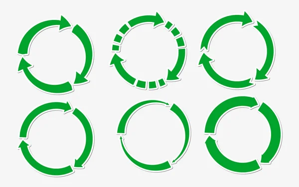 Libro verde ronda pegatina reciclar icono conjunto vector — Archivo Imágenes Vectoriales