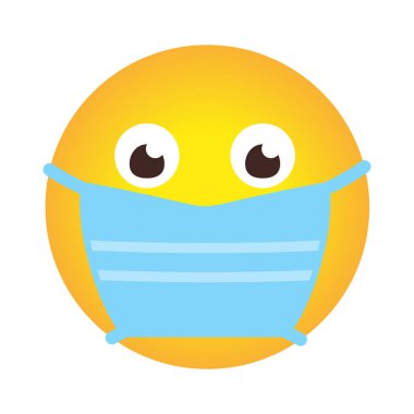 Tıbbi maske covid vektöründe yakın plan emoji simgesi