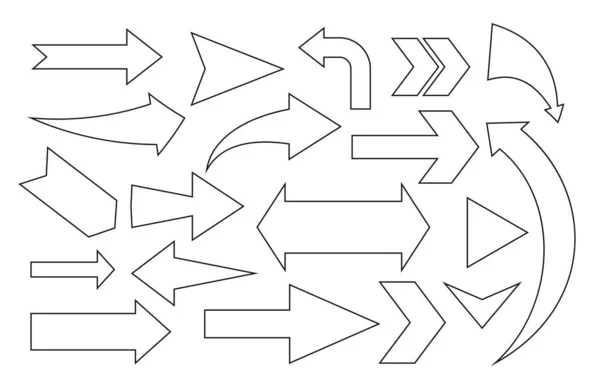 Простой чёрный большой линейный вектор набора стрелок — стоковый вектор