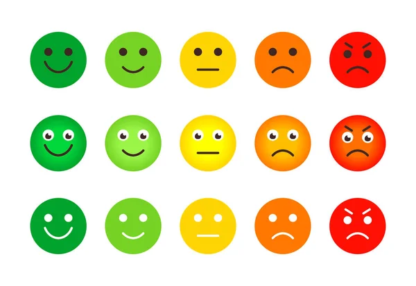 Emoji indicador de estado de ánimo emoción retroalimentación conjunto vector — Vector de stock