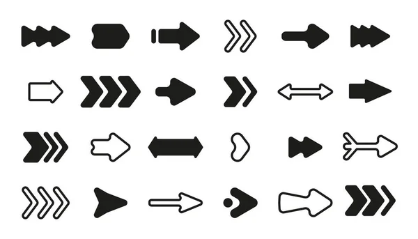 Flecha negra línea puntero icono juego aplicación conjunto vector — Vector de stock