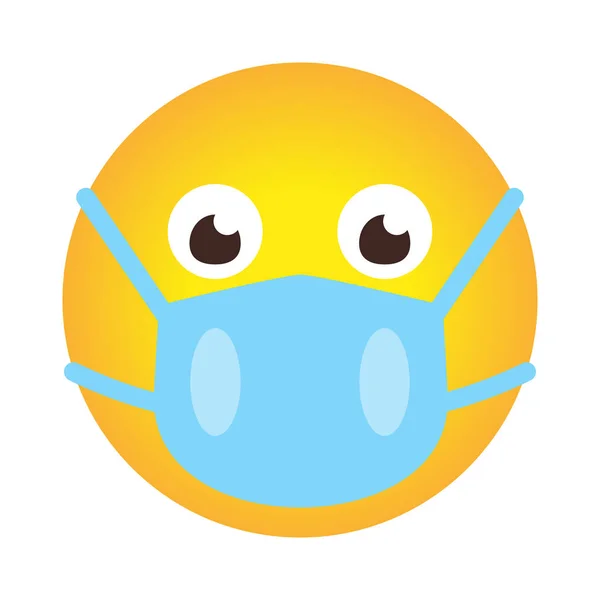 Primo piano icona emoji in maschera medica vettore covid — Vettoriale Stock
