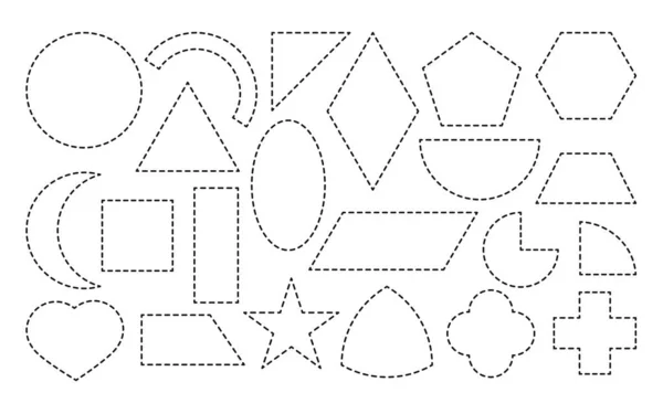 Geometric form drawn dotted line icon set vector — Stock Vector