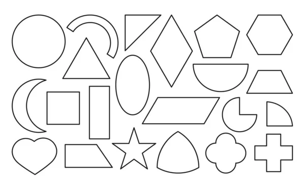 Černé lineární geometrické tvary oválné ikony set vektor Vektorová Grafika