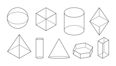 Cilt temel 3d geometrik şekiller vektörü ayarlar