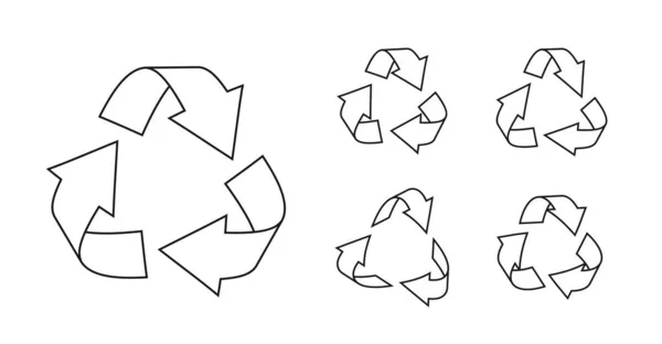 Línea negra triangular reciclar eco icono conjunto vector — Archivo Imágenes Vectoriales