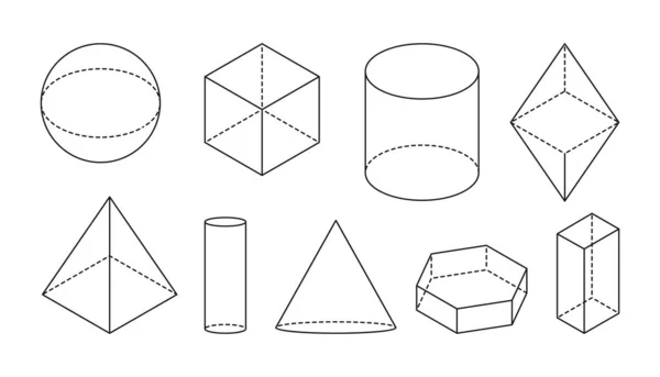 Volumétrica básica 3d formas geométricas conjunto vector — Vector de stock