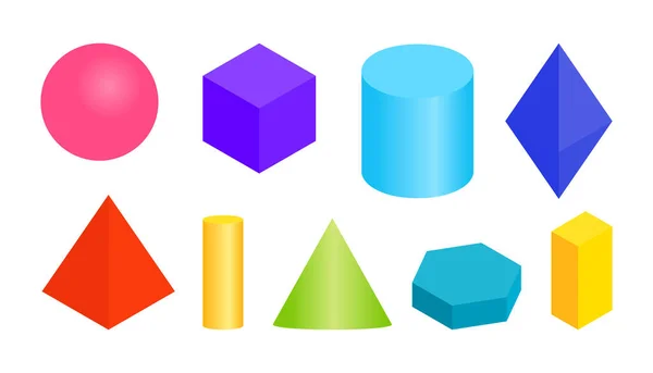 Gradiente geométrico volumétrico 3d formas conjunto verctor Ilustraciones de stock libres de derechos