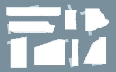 Parçalar beyaz yırtık kağıt selobant ayarlama vektörü