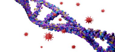 Coronavirüs ve karantina kavramını durdurun. 3 boyutlu tıbbi illüstrasyon