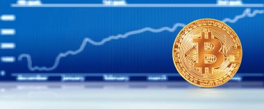 Kripto para birimi konsepti. Bitcoin döviz kurlarındaki eğilimler. Bitcoin 'in yükselişi ve düşüşü.