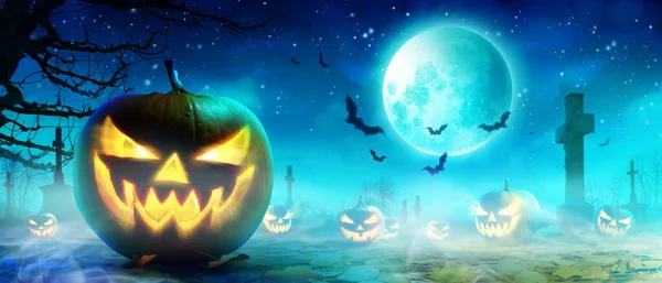 Halloween Tło Dyni Upiorną Noc — Zdjęcie stockowe