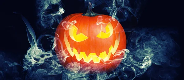Страшное Лицо Хэллоуин Прекрасная Осенняя Композиция — стоковое фото