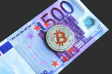 Kripto para birimi konsepti. Bitcoin döviz kurlarındaki eğilimler. Bitcoin 'in yükselişi ve düşüşü.