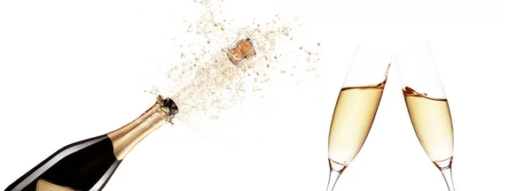 Bicchieri Champagne Con Spruzzi Concetto Tema Celebrativo — Foto Stock