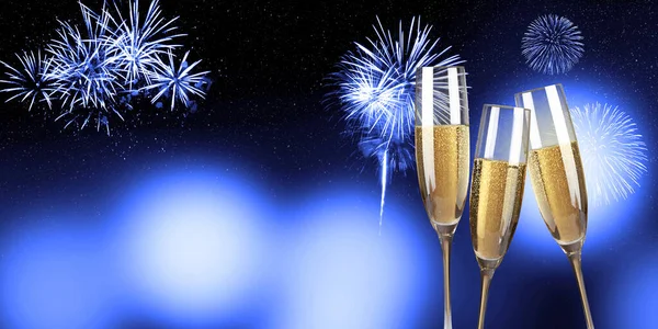 Bicchieri Champagne Con Spruzzi Concetto Tema Celebrativo — Foto Stock