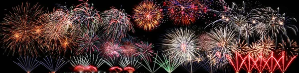 Fuochi Artificio Colorati Con Sfondo Bokeh Capodanno Celebrazione Astratto Sfondo — Foto Stock