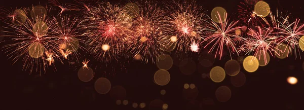 Fuochi Artificio Colorati Con Sfondo Bokeh Capodanno Celebrazione Astratto Sfondo — Foto Stock