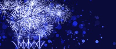 Bokeh özgeçmişi olan renkli bir havai fişek. Yeni yıl kutlaması, soyut tatil geçmişi