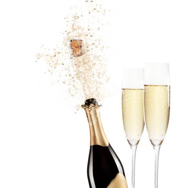 Şampanya kadehleri su sıçraması, kutlama temalı.