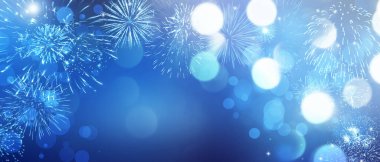 Bokeh özgeçmişi olan renkli bir havai fişek. Yeni yıl kutlaması, soyut tatil geçmişi