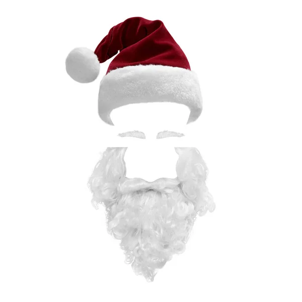 圣诞老人的帽子和胡子服装 圣诞快乐概念贺卡 — 图库照片
