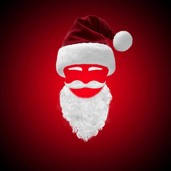 Santa Hat Beard Costume Merry Christmas Concept Greeting Card — Stock Photo, Image