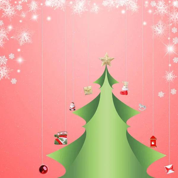 Boldog Karácsonyt Üdvözlő Kártya Karácsonyfa Design Koncepció — Stock Fotó
